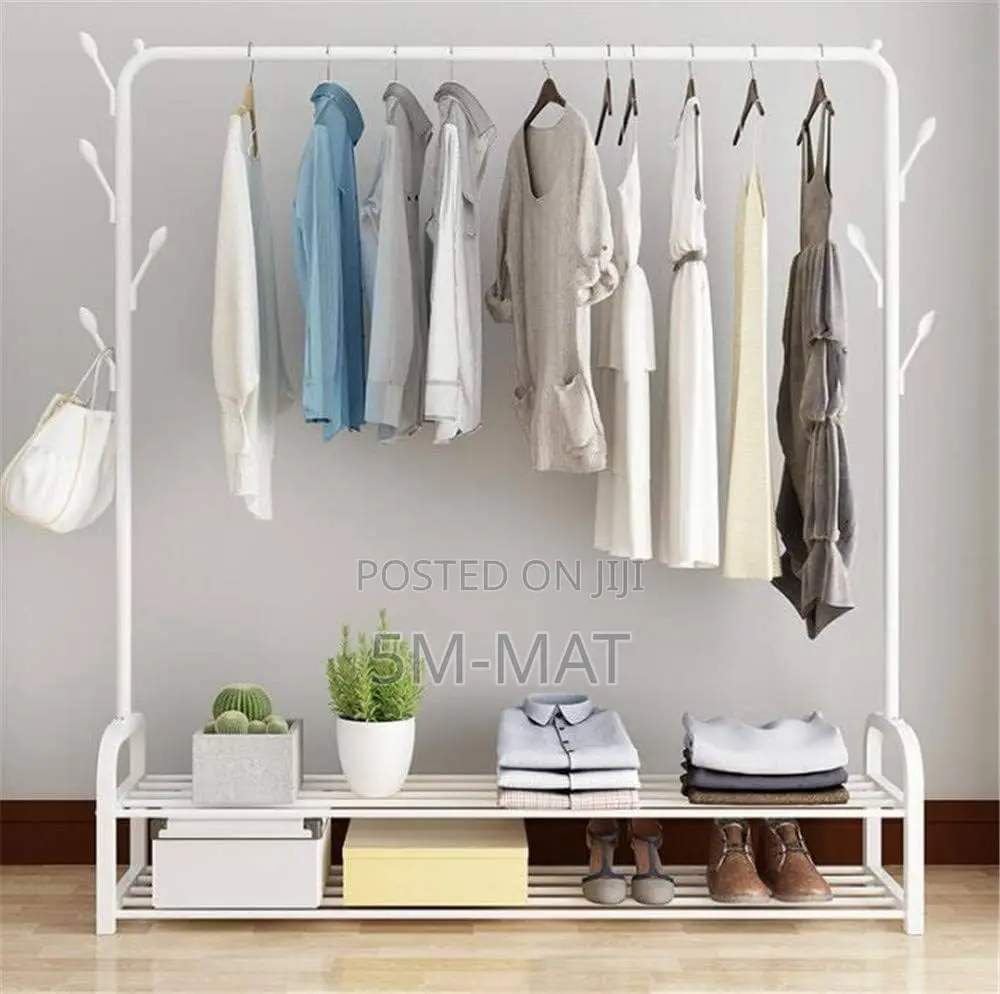 Clothes Garment Hanging Rack Shoe Storage Shelf Organizer Black