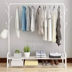 Clothes Garment Hanging Rack Shoe Storage Shelf Organizer Black