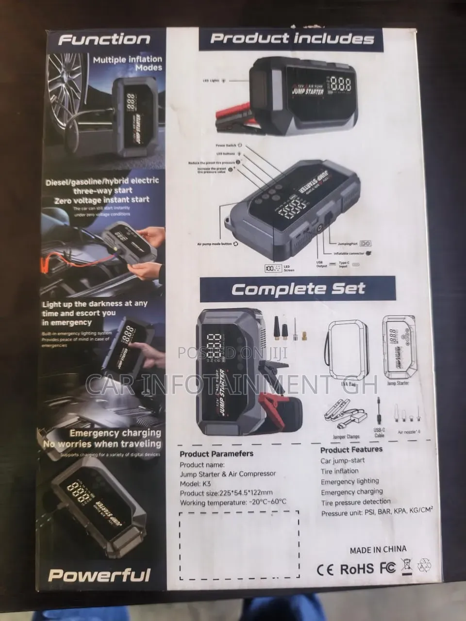 Multifunctional Jump Starter and Air Compressor