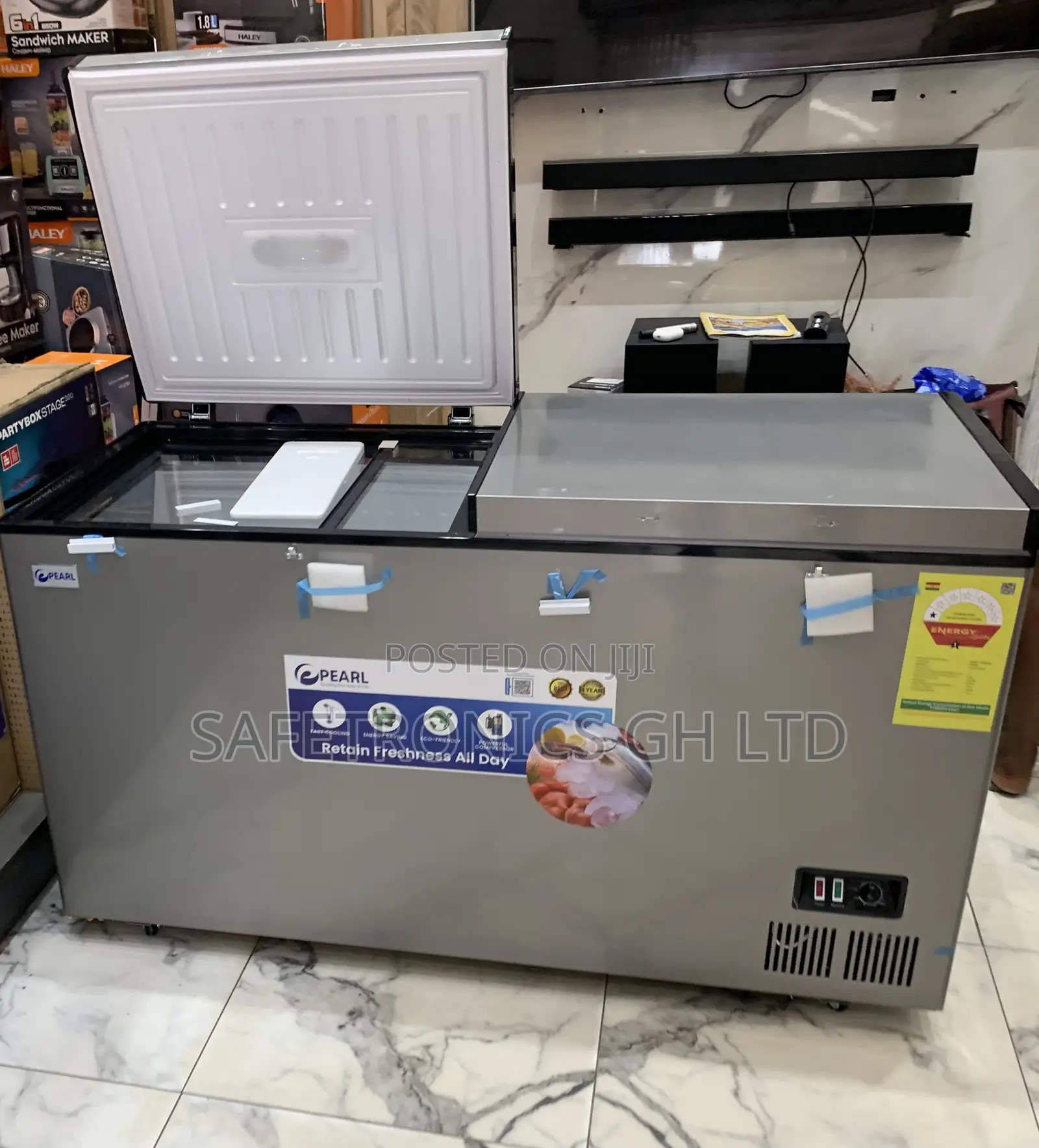 Reliable New Pearl PCF-5310-6f 418L Double-Door Electric Chest Freezer