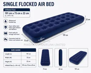 Milestone Single Flocked Air Bed – 191 × 73 × 22 Cm
