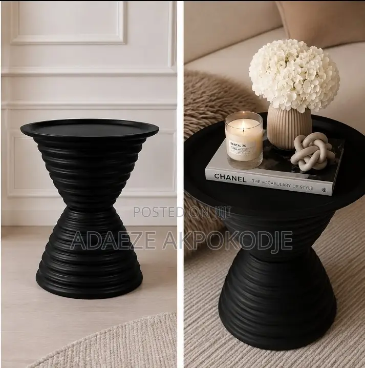Modern Black Sculptural Side Table – Elegant Accent Furniture