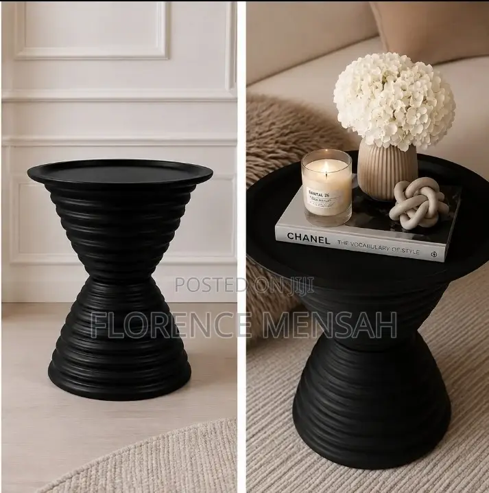 3 Modern Black Sculptural Side Table – Elegant Accent Furniture