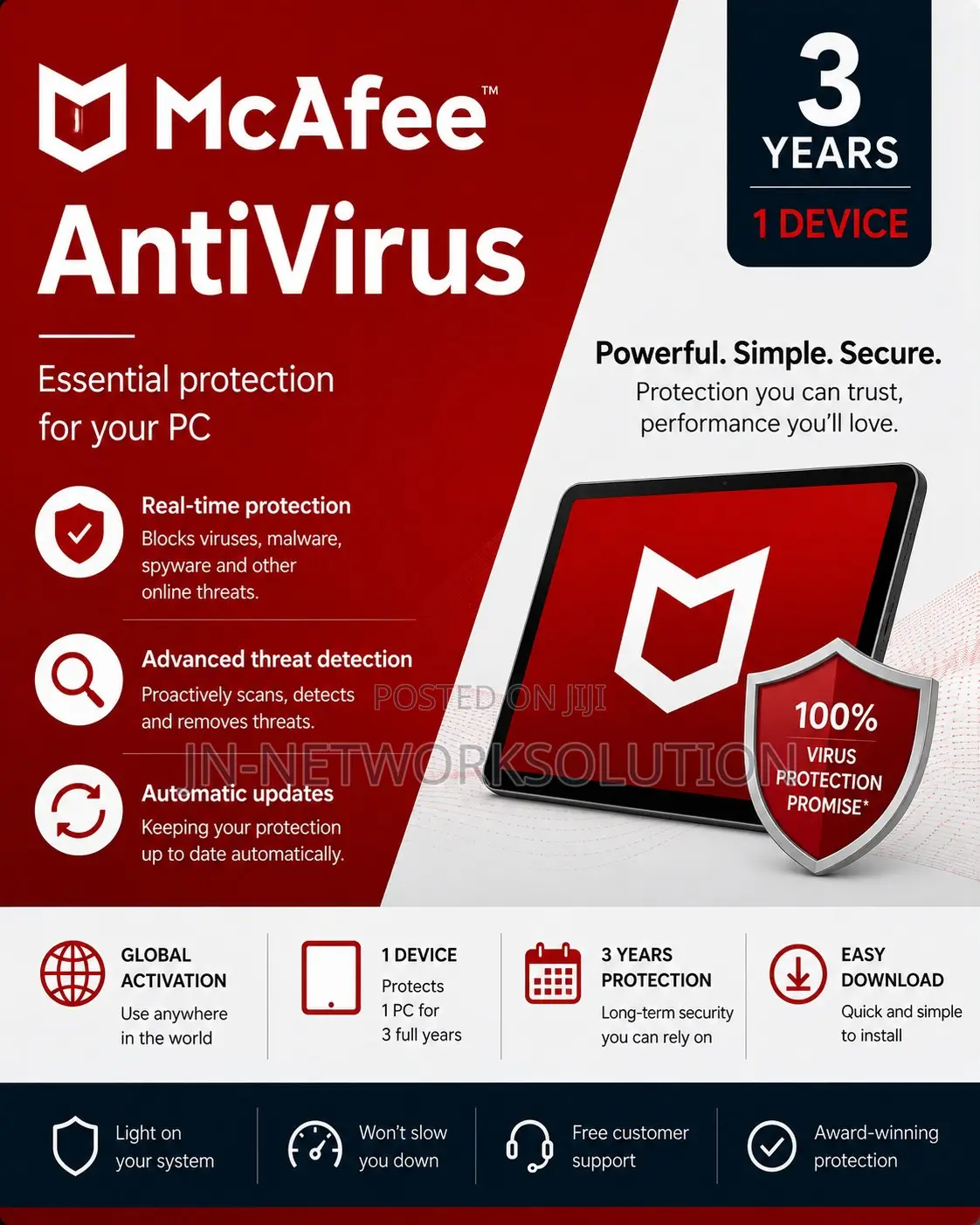 McAfee AntiVirus 3 Years/1 Device (Global)