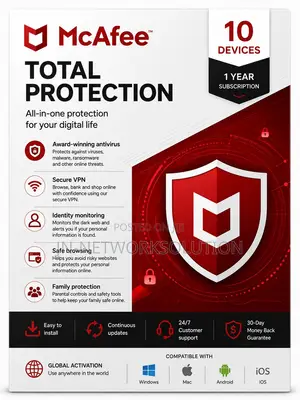 McAfee Total Protection 1 Year 10 Device Global