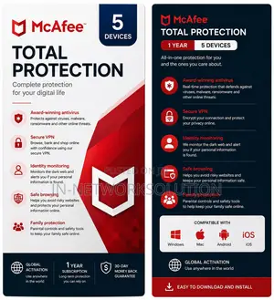 McAfee Total Protection 1 Year 5 Device Global