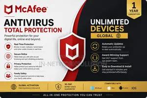 McAfee Antivirus Total Protection 1 Year Unlimited Device Global