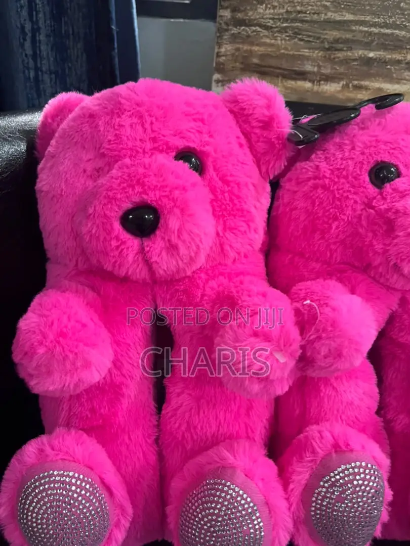 Fluffy Teddy Bear Slippers – Pink