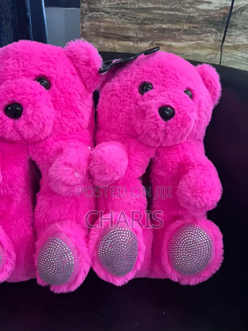 Fluffy Teddy Bear Slippers – Pink
