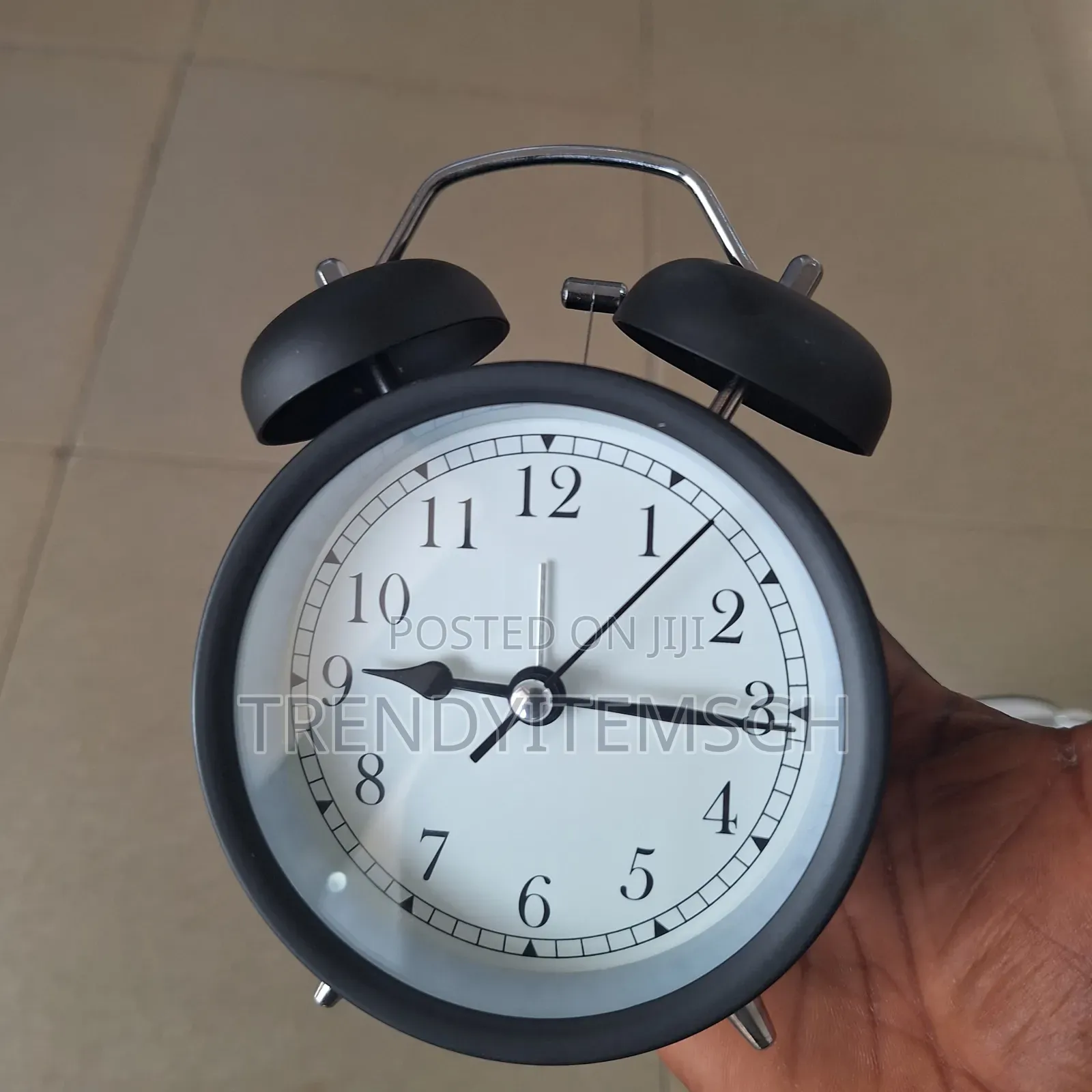 Classic Black Twin Bell Alarm Clock – Vintage Style Tabletop Clock