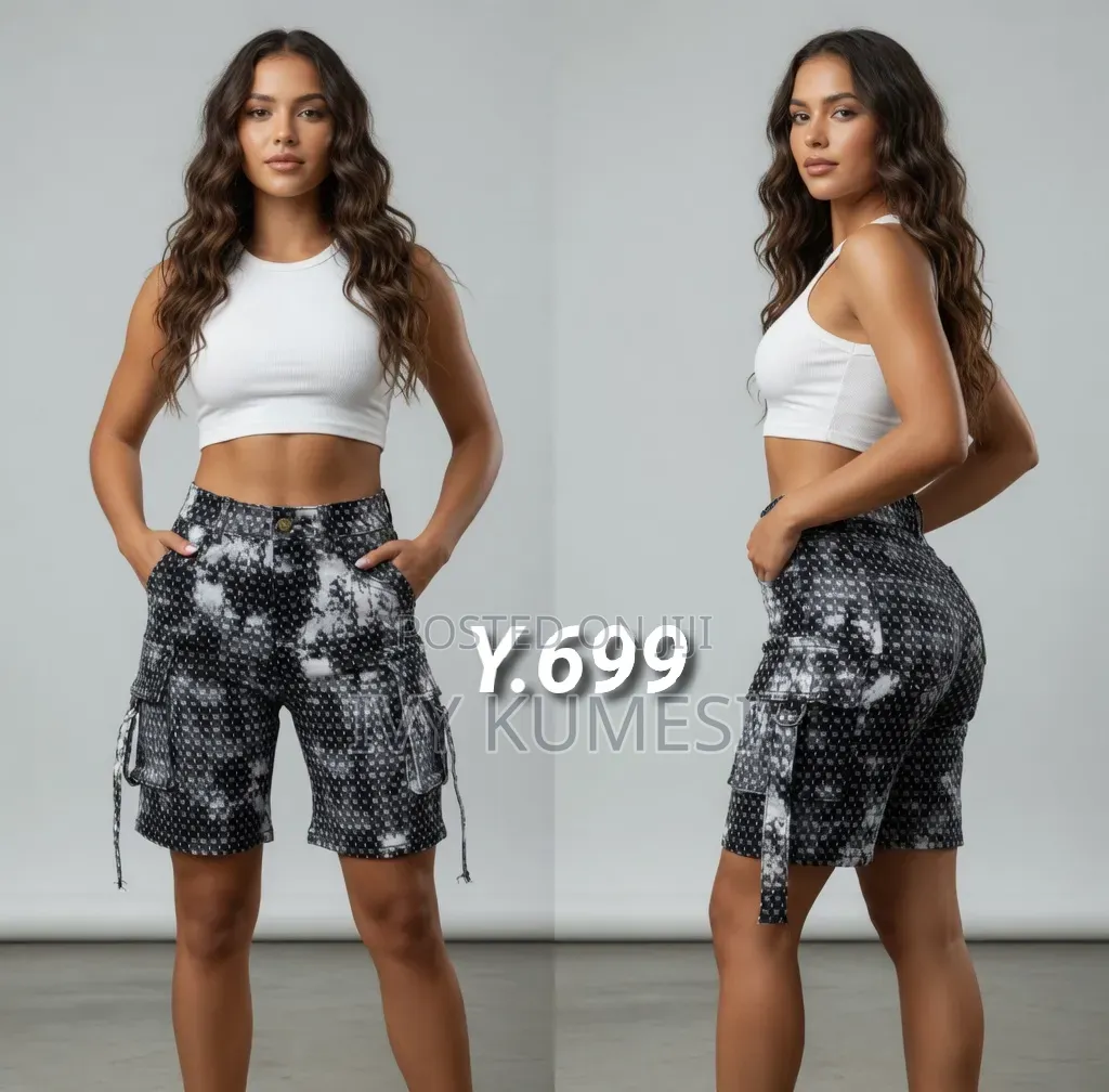 Women's Stylish Faux-Layered High-Waist Denim Shorts With Branded