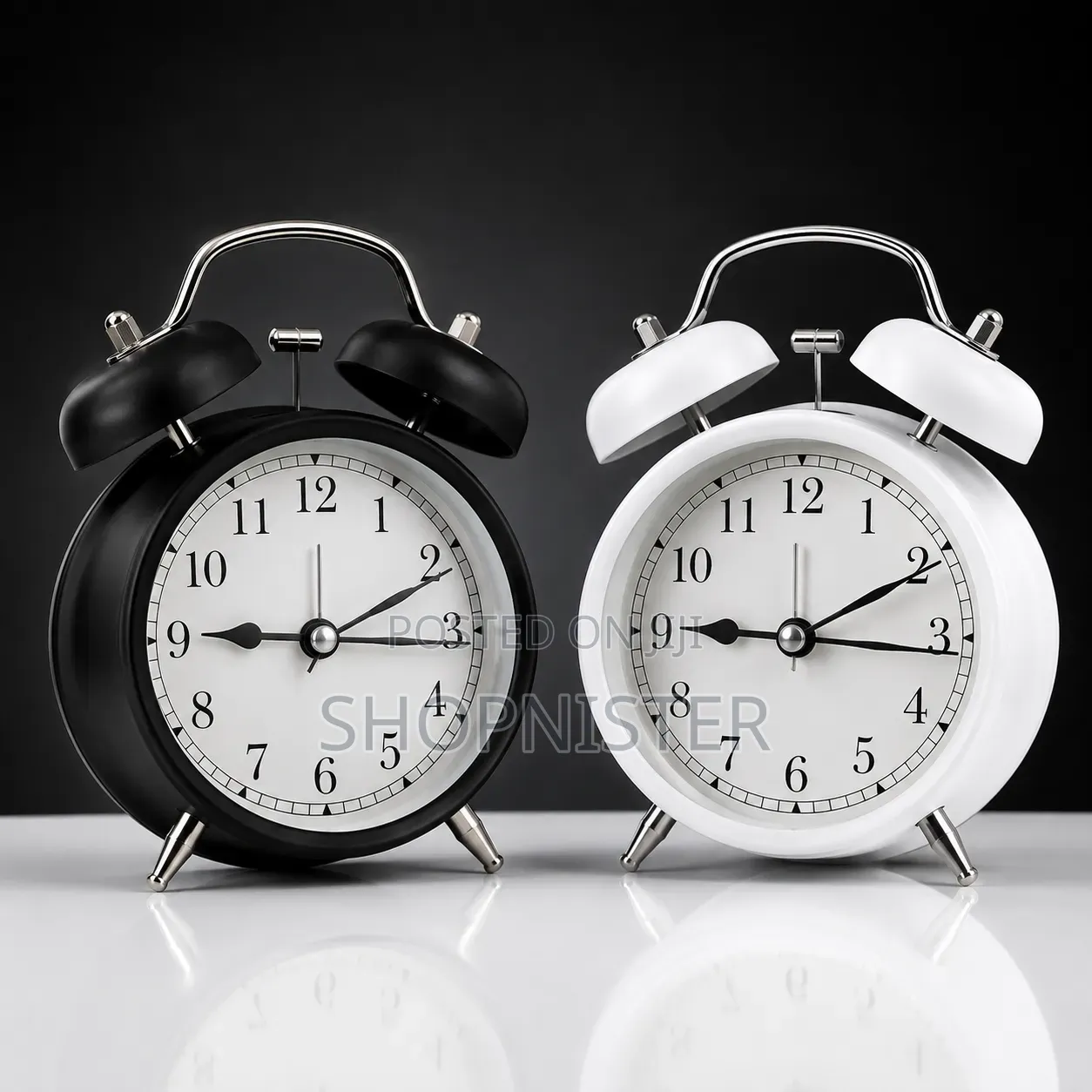 Vintage Black White Bedside Clock