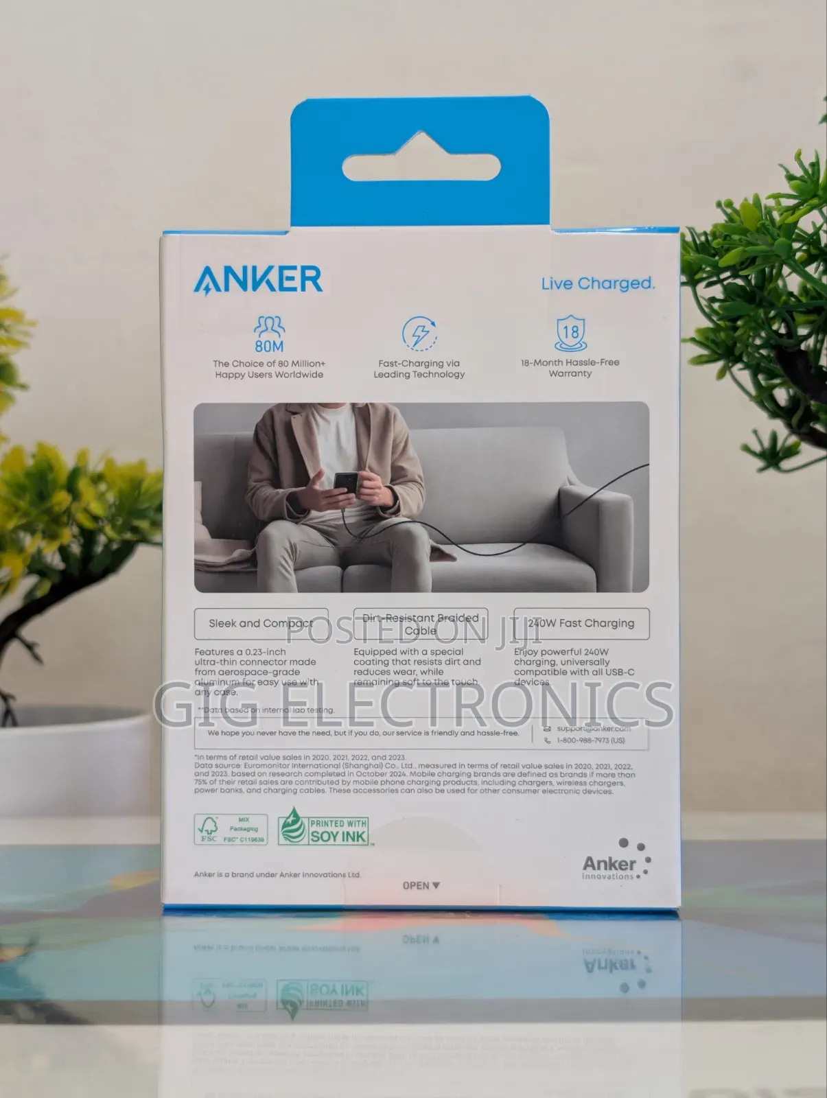 Anker USB C to USB C Cable, Full-Speed 240W Charging Cable Black