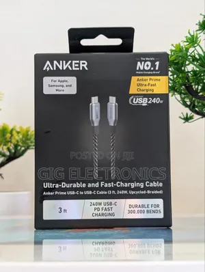 Anker Prime USB C to USB C Cable, 240W Fast Charging Cable (3 Ft)