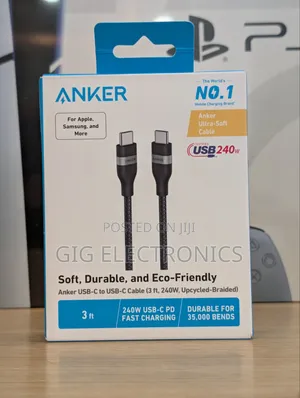 Anker USB-C to USB-C Cable (3 Ft 240W, Upcycled-Braided)