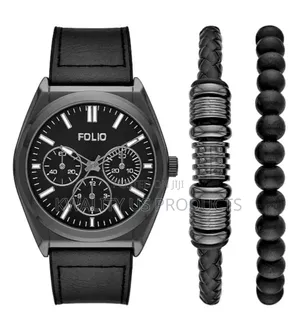 Folio Men's Stainless Steel Watch and Bracelet Set