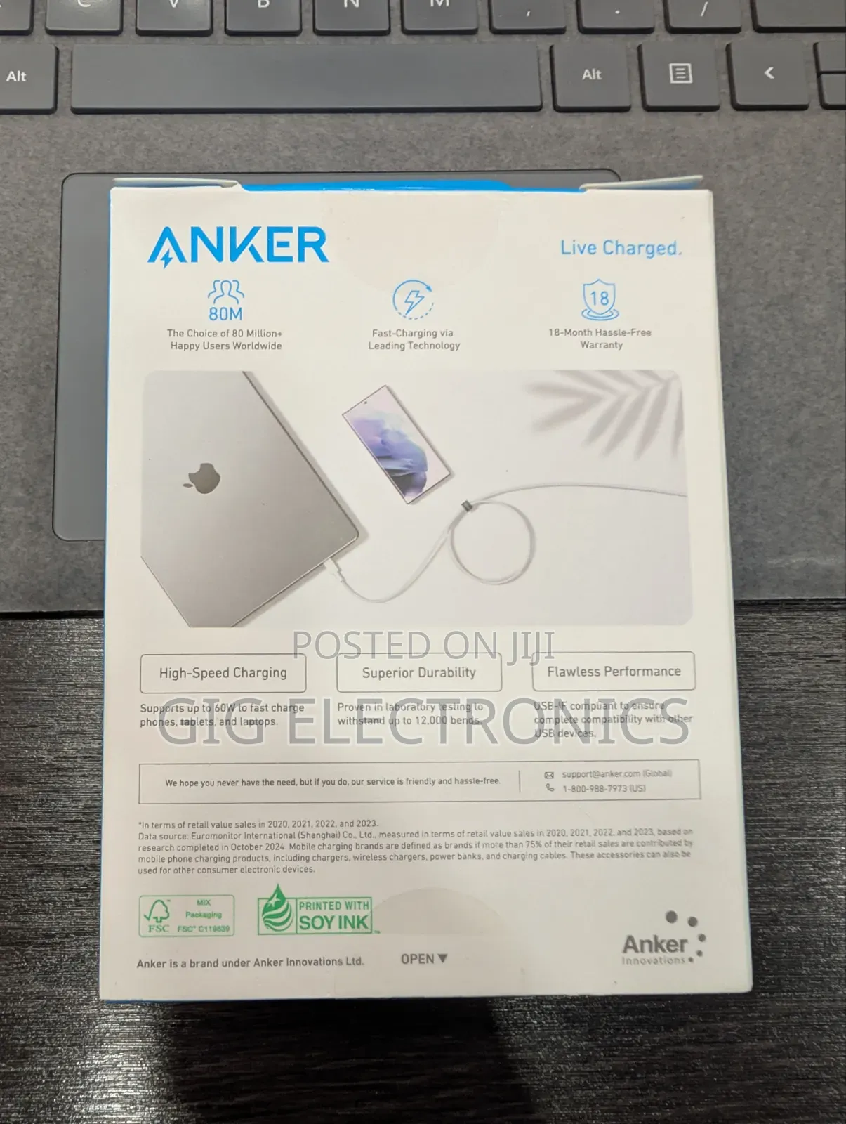 Anker 322 USB-C to USB-C Cable Braided 6Ft White