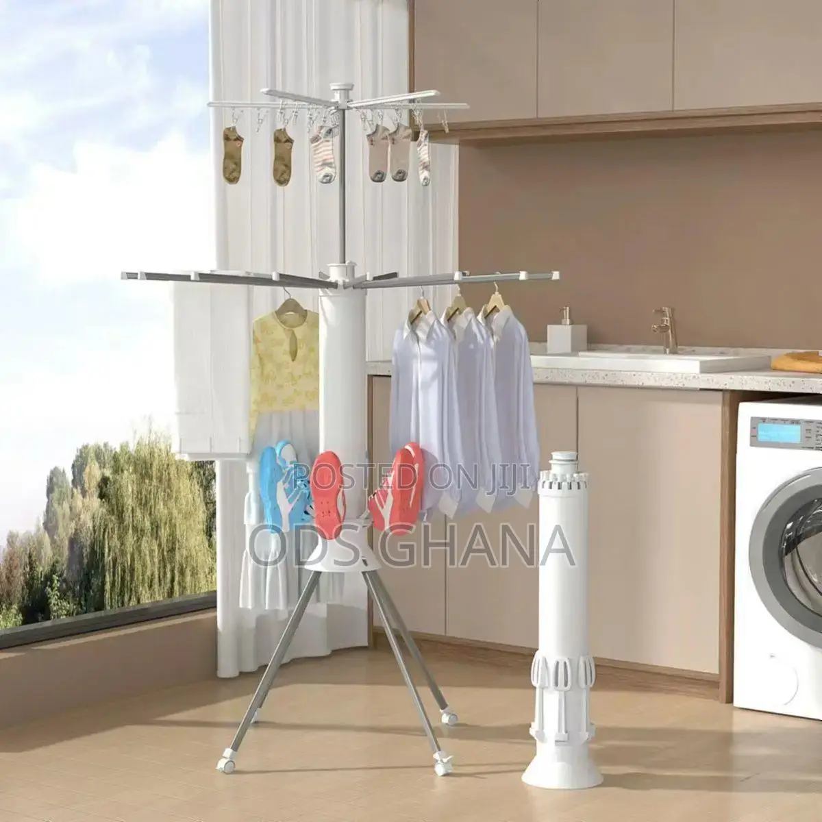 Rotating Clothes Hanger Metal Drying Rack Foldable Rod for Home