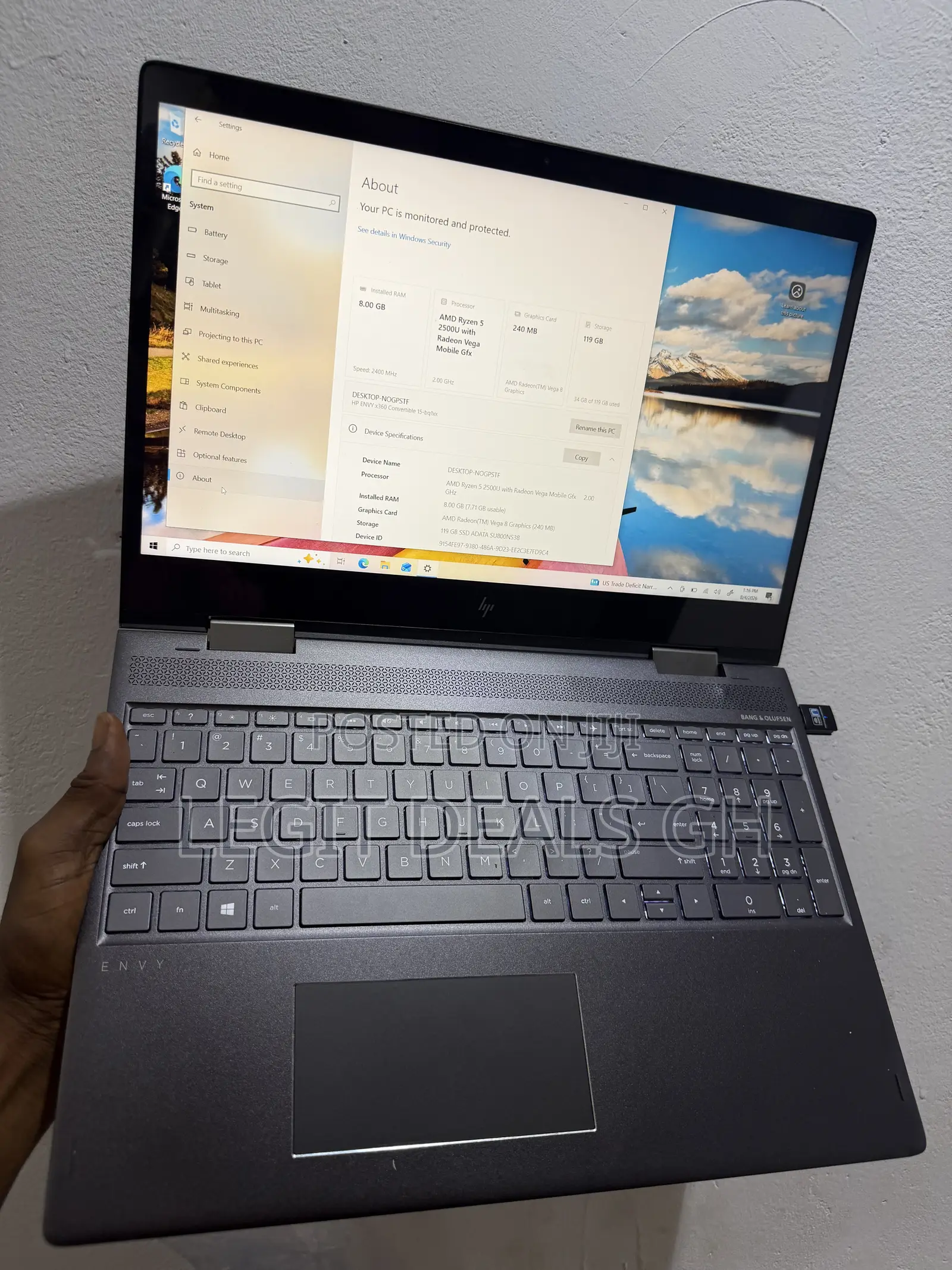 Laptop HP Envy 15 8GB AMD Ryzen 5 HDD+SSD 256GB