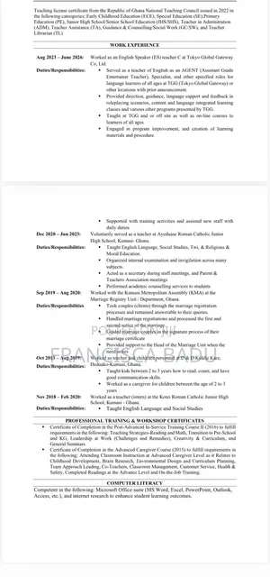 Manufacturing CV