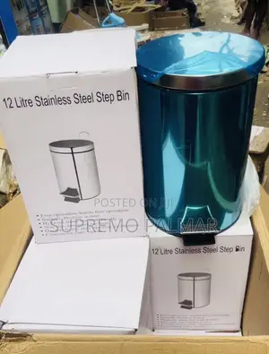 Blue Pedal Waste Bin With Removable Inner Bucket - Stainless 12 Litres