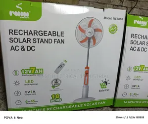 Rechargeable Solar Stand Fan 18 Inches AC DC