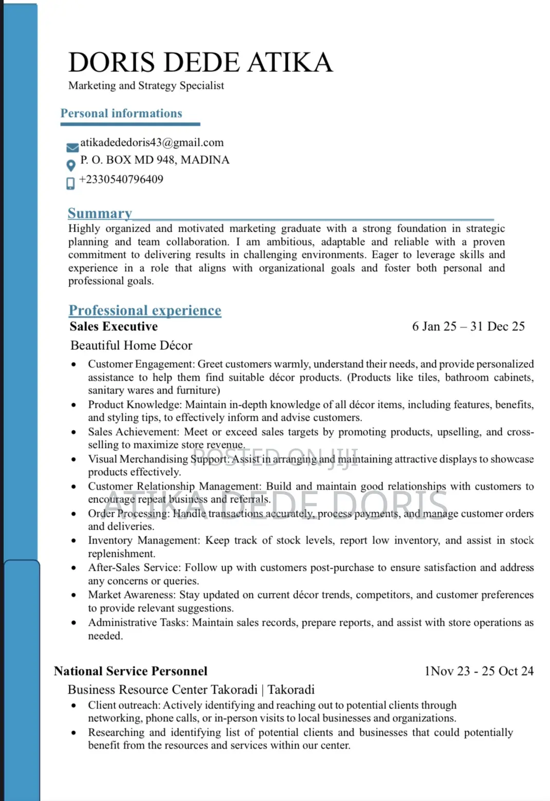 Clerical Administrative CV