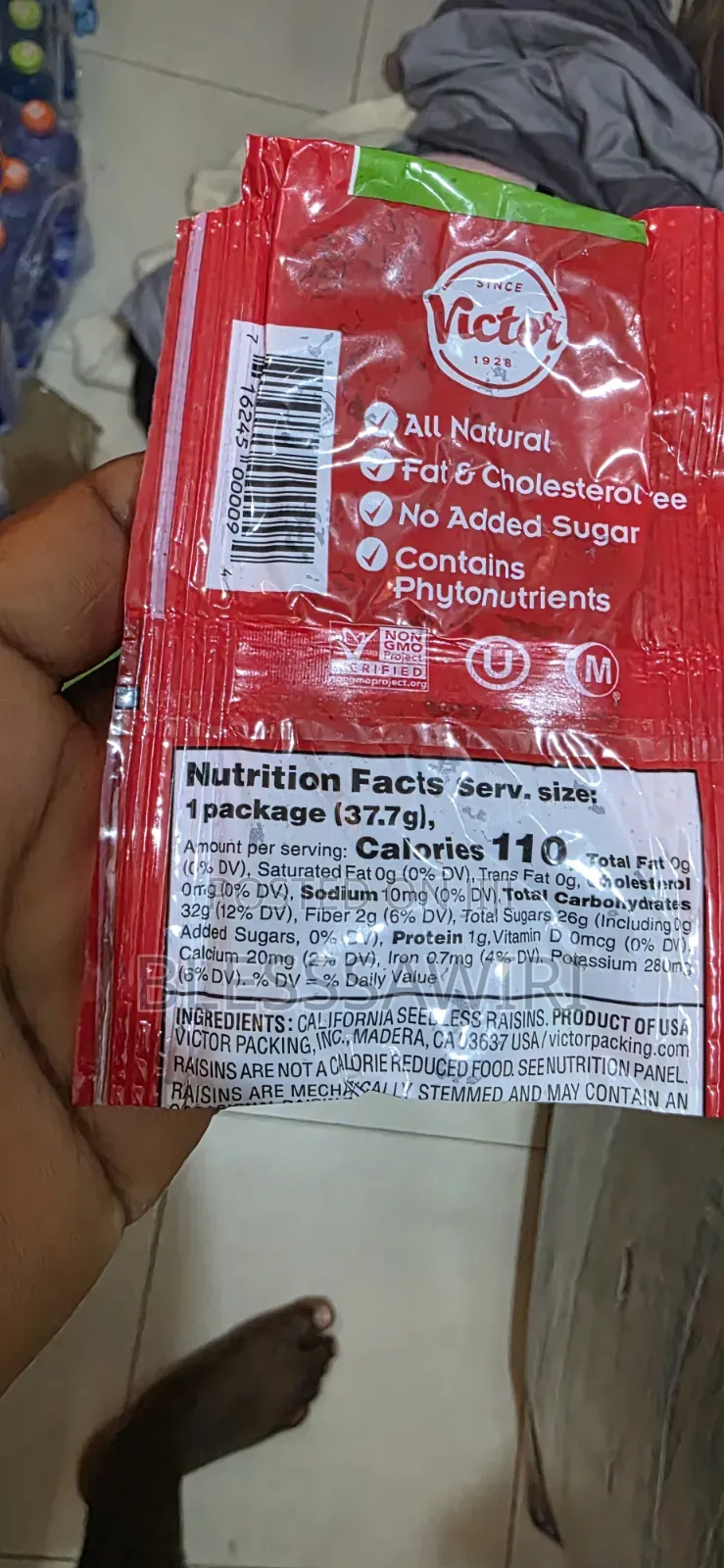 No Sugar Added Natural Raisins From Usa 37.7g