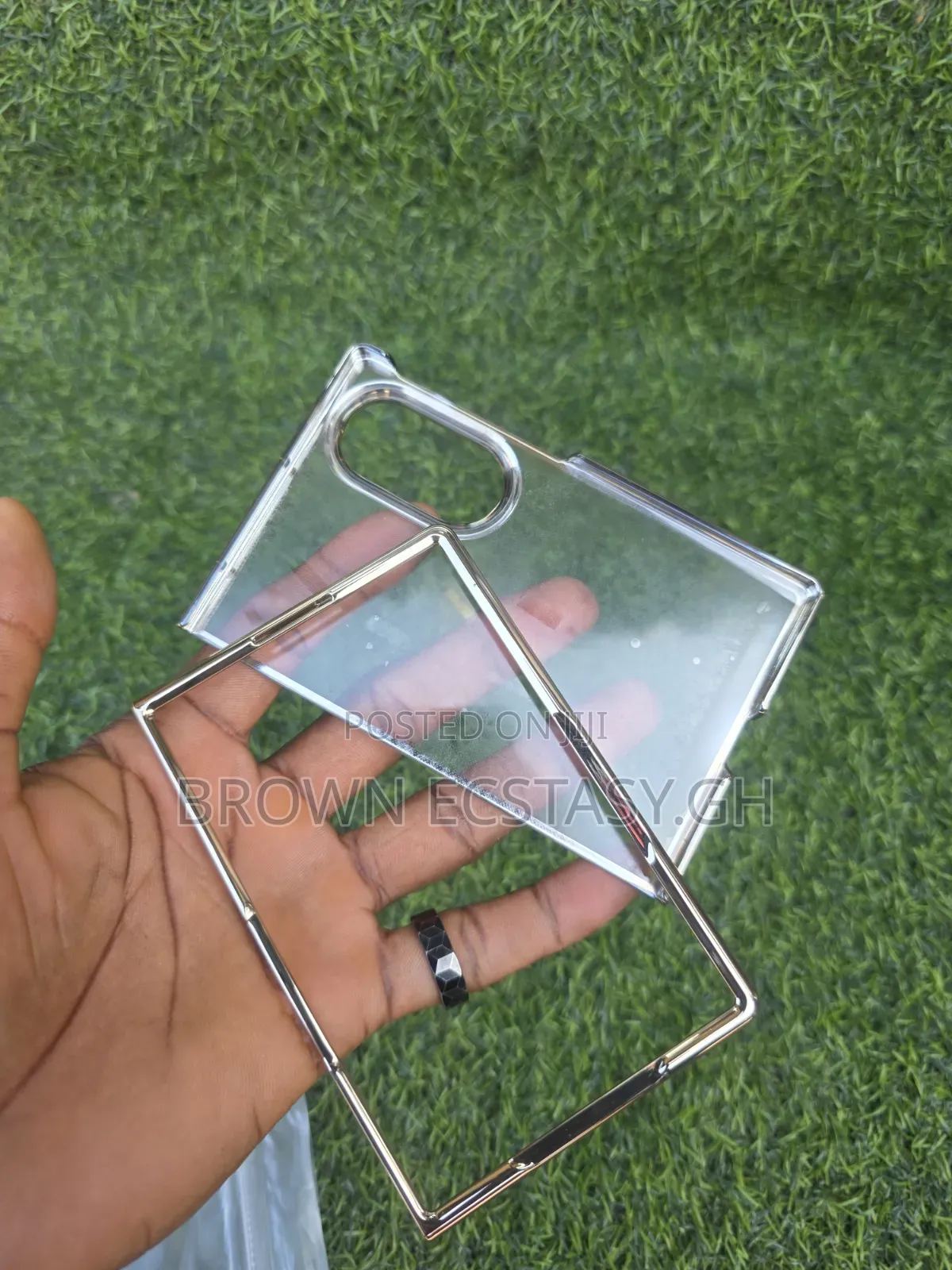 Galaxy Z Fold 8 Transparent Case With a Gold Finish