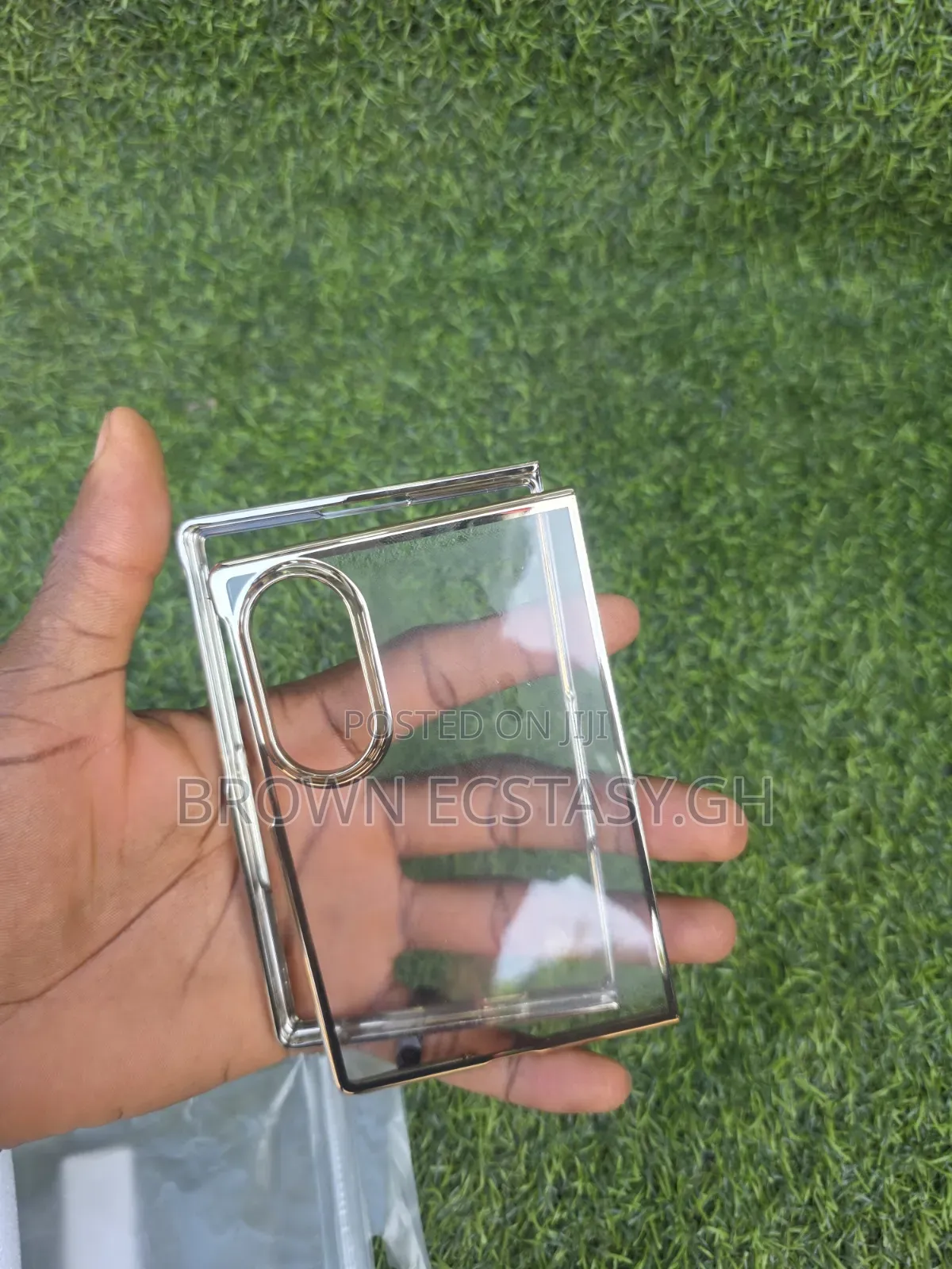 Galaxy Z Fold 8 Transparent Case With a Gold Finish