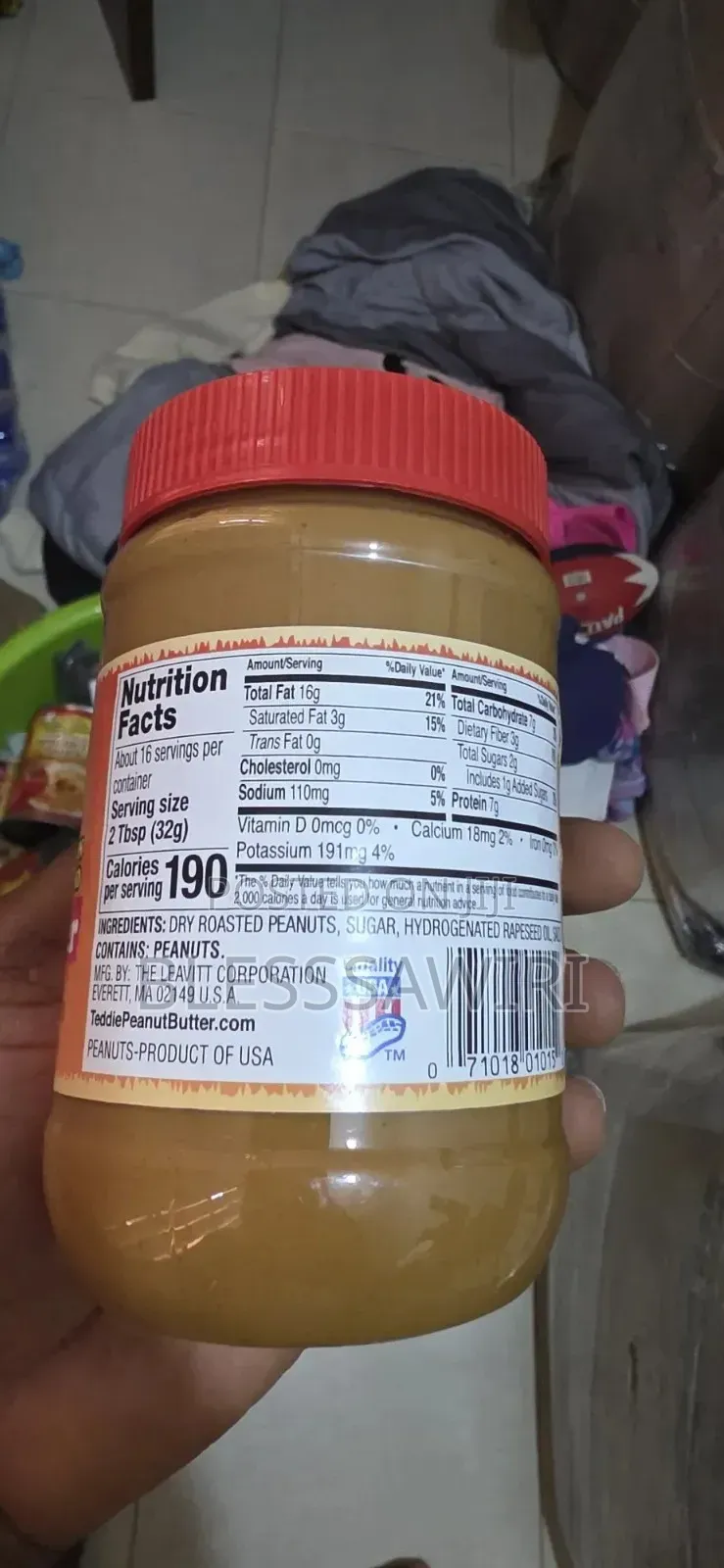 Teddie All Natural Smooth Peanut Butter From USA