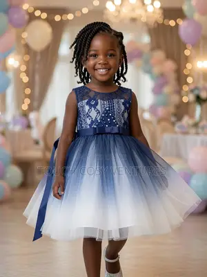 Navy Ombre Pearl Lace Tulle Party Dress - 4 Years