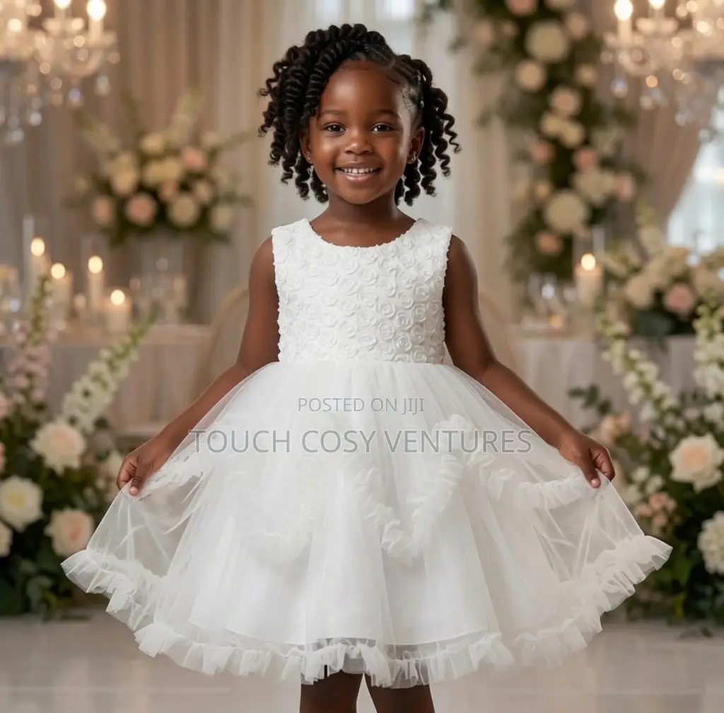 White Rose Tulle Party Dress - 5 Years