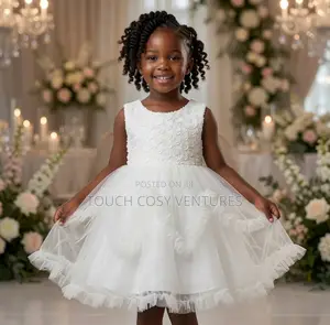 White Rose Tulle Party Dress - 5 Years