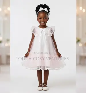 Soft Pink Flutter Tulle Party Dress-5 Years