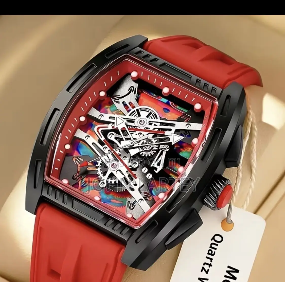 Men's Stylish and Handsome Barrel-Shaped Quartz Wristwatch