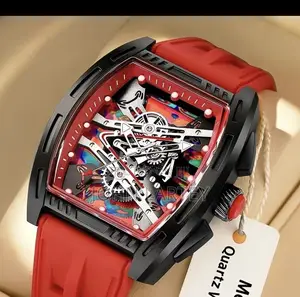 Men's Stylish and Handsome Barrel-Shaped Quartz Wristwatch