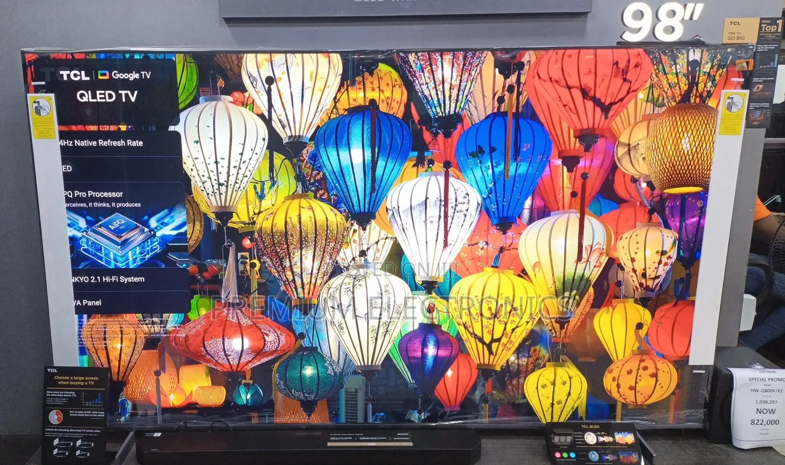 TCL Breathtaking Gargantuan 98" Qled Pro 98p8k 144Hz, UHD Google TV