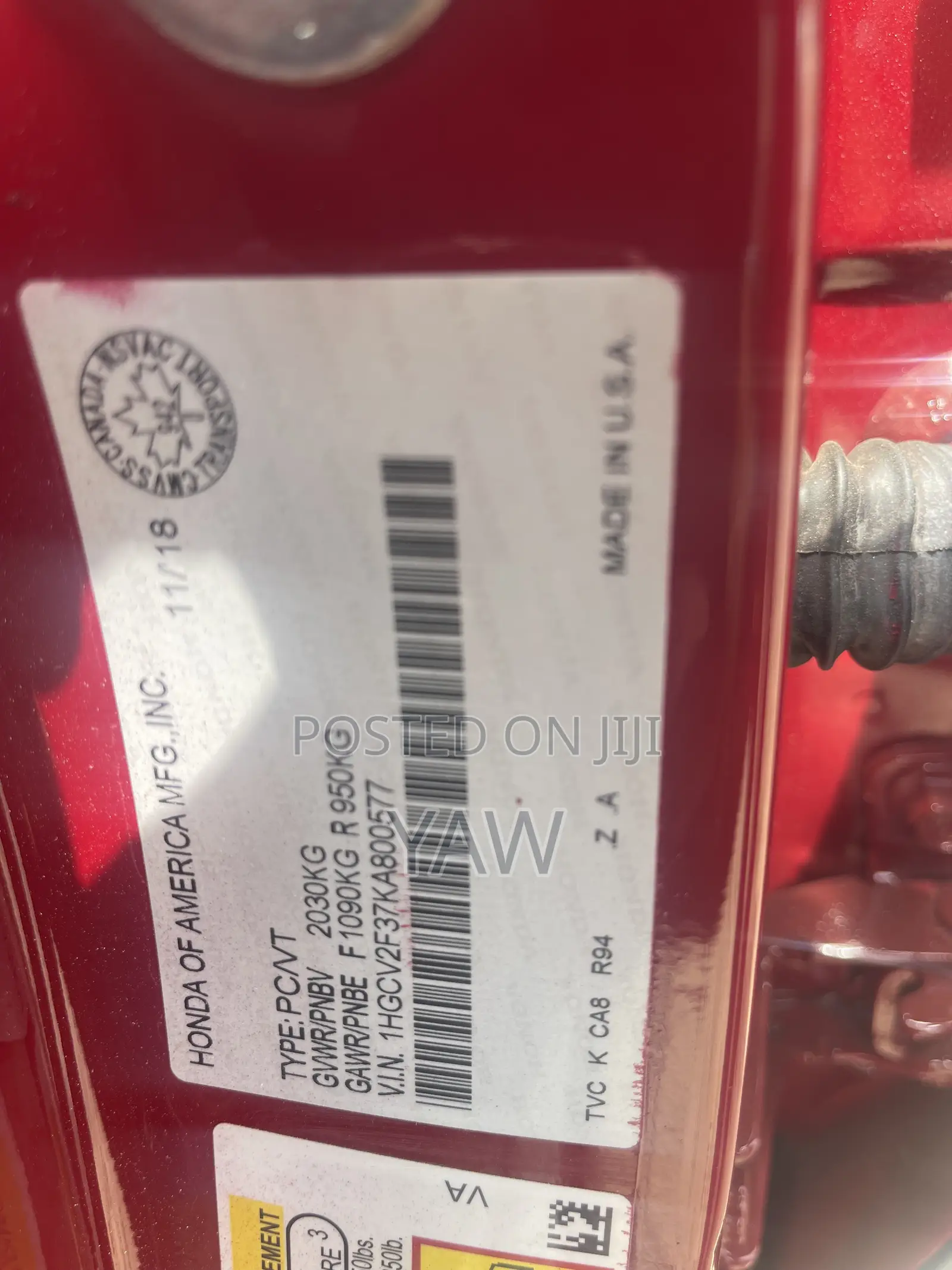 Honda Accord Sport (1.5L 4cyl Turbo CVT) 2019 Red