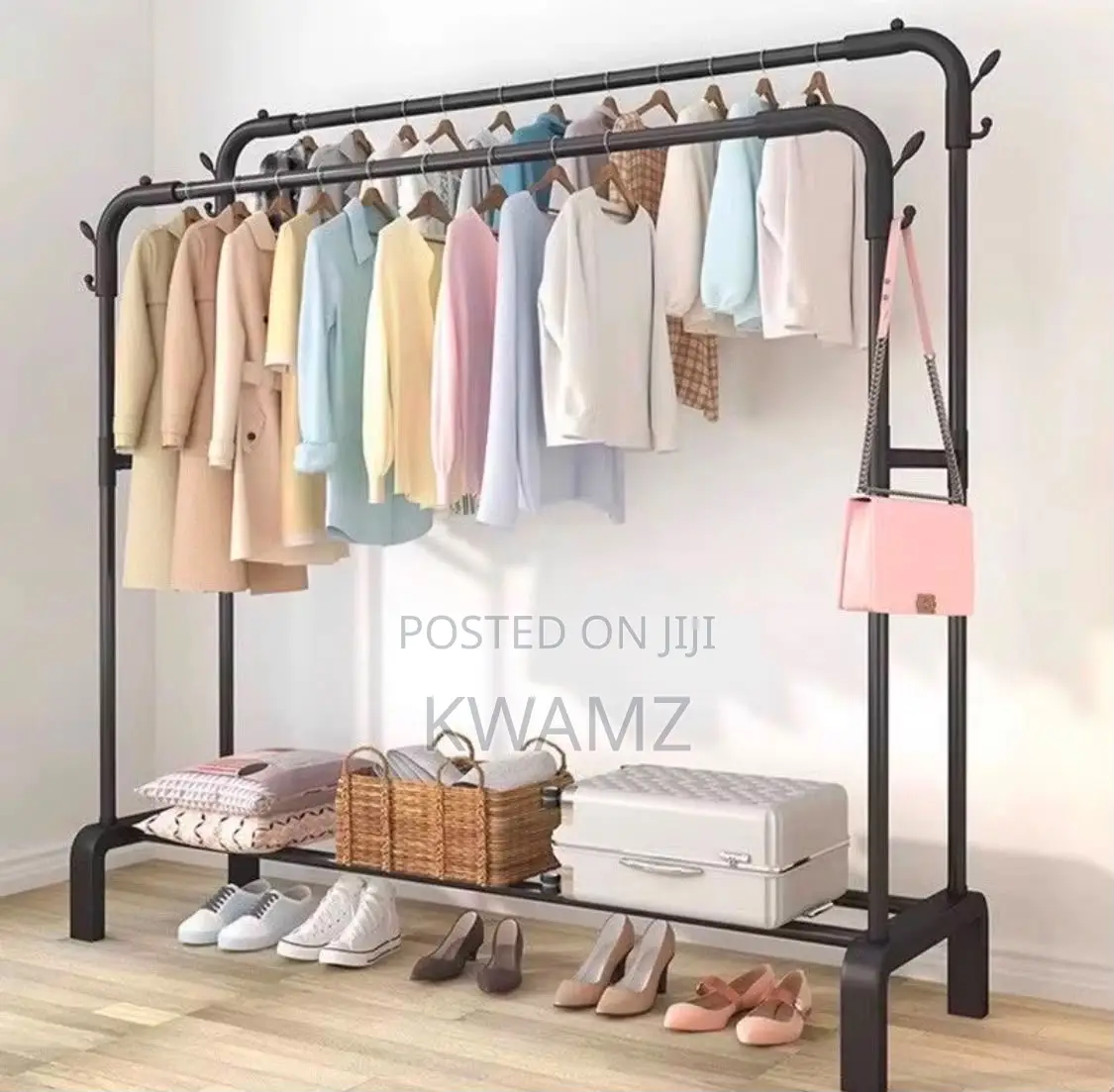 Freestanding Double-Rod Clothing Rack