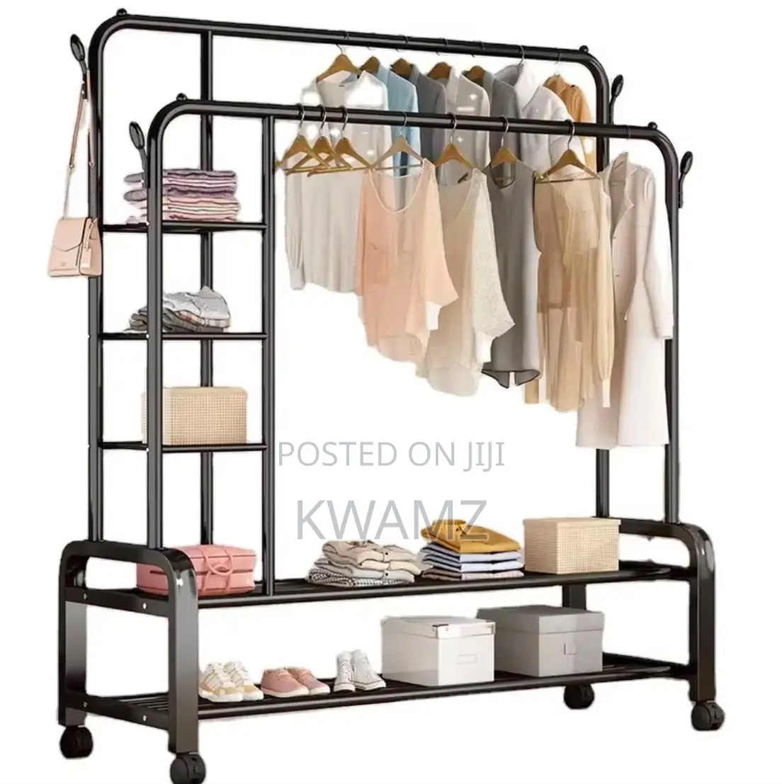 Freestanding Double-Rod Clothing Rack