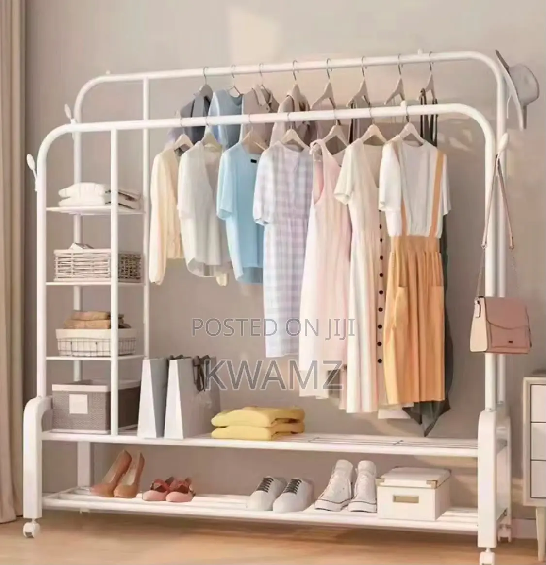 Freestanding Double-Rod Clothing Rack