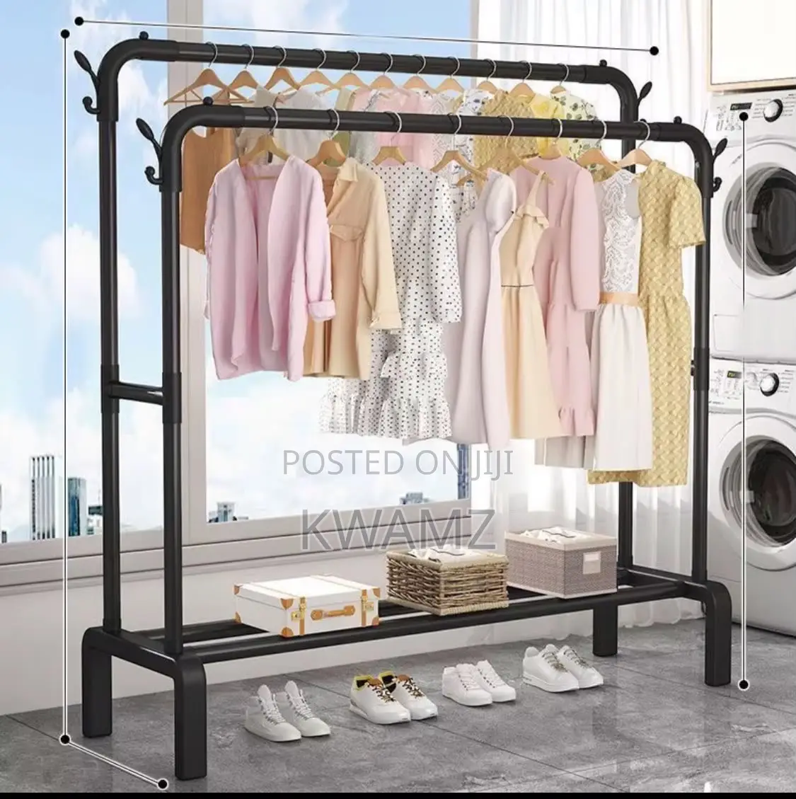 Freestanding Double-Rod Clothing Rack