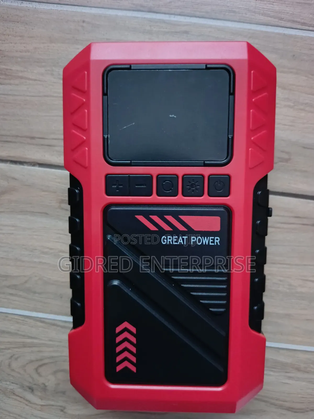 Portable Car Jump Starter Pack, Tire Inflator, Flashlight, Power Bank.