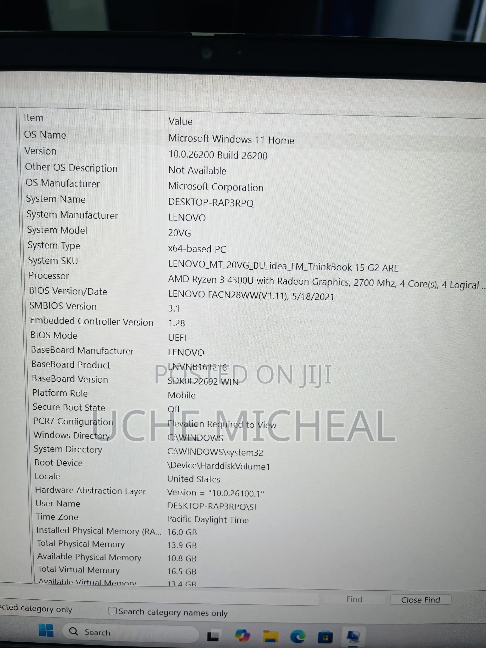 Laptop Lenovo ThinkBook 15 16GB AMD Ryzen 3 SSD 256GB