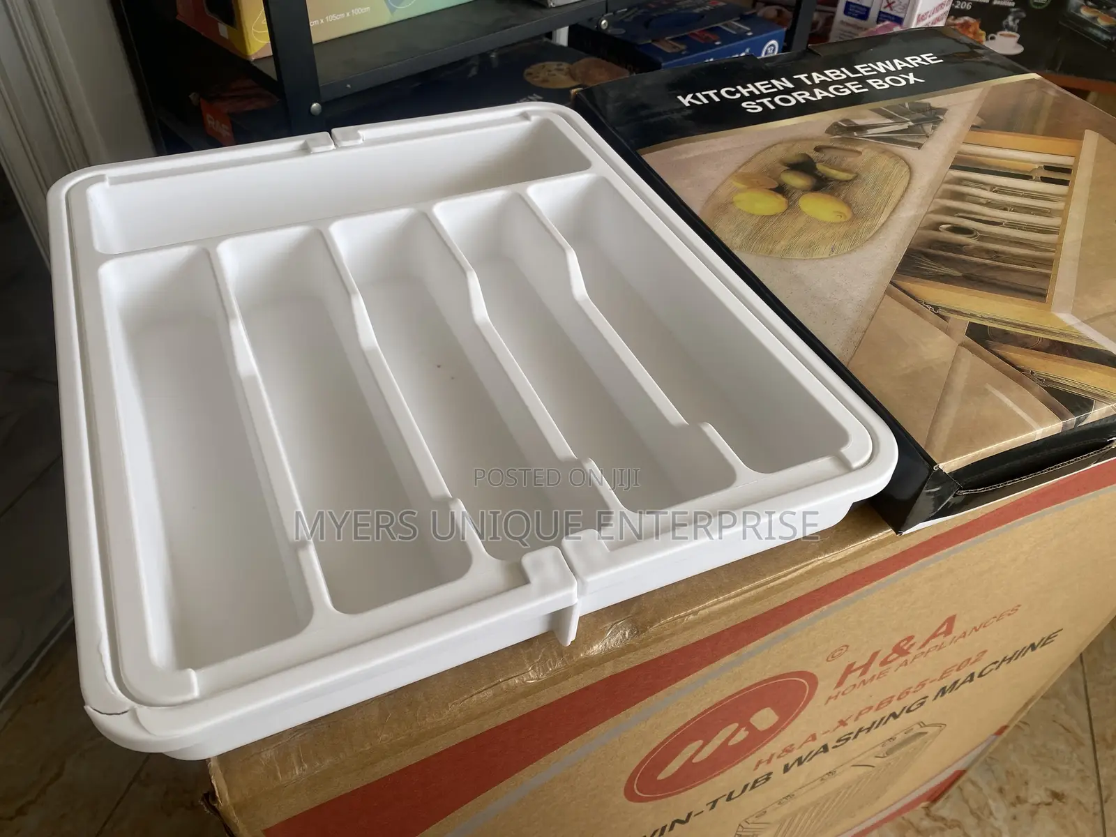 Plastic Tableware Storage Box - Small Crack, Still Strong