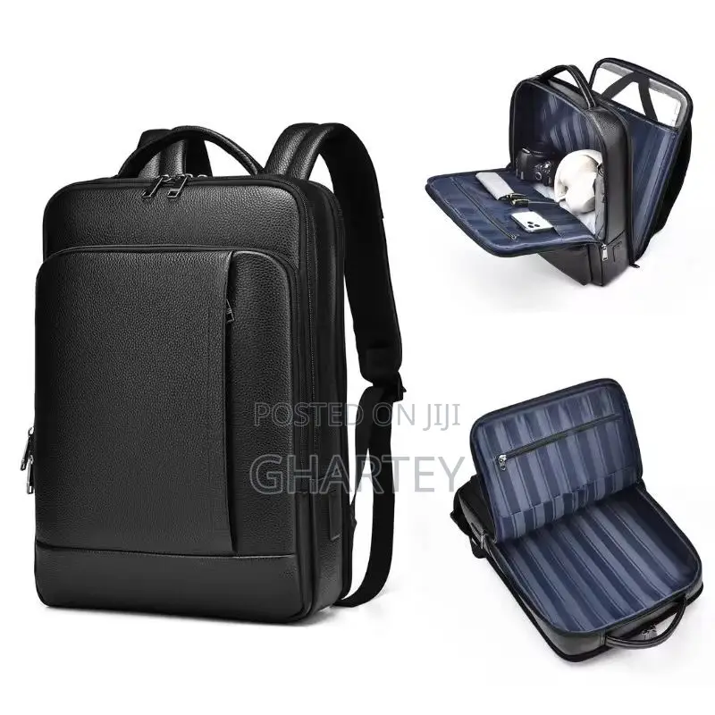Premium MultiCompartment QualityLeather Business Backpack Professional