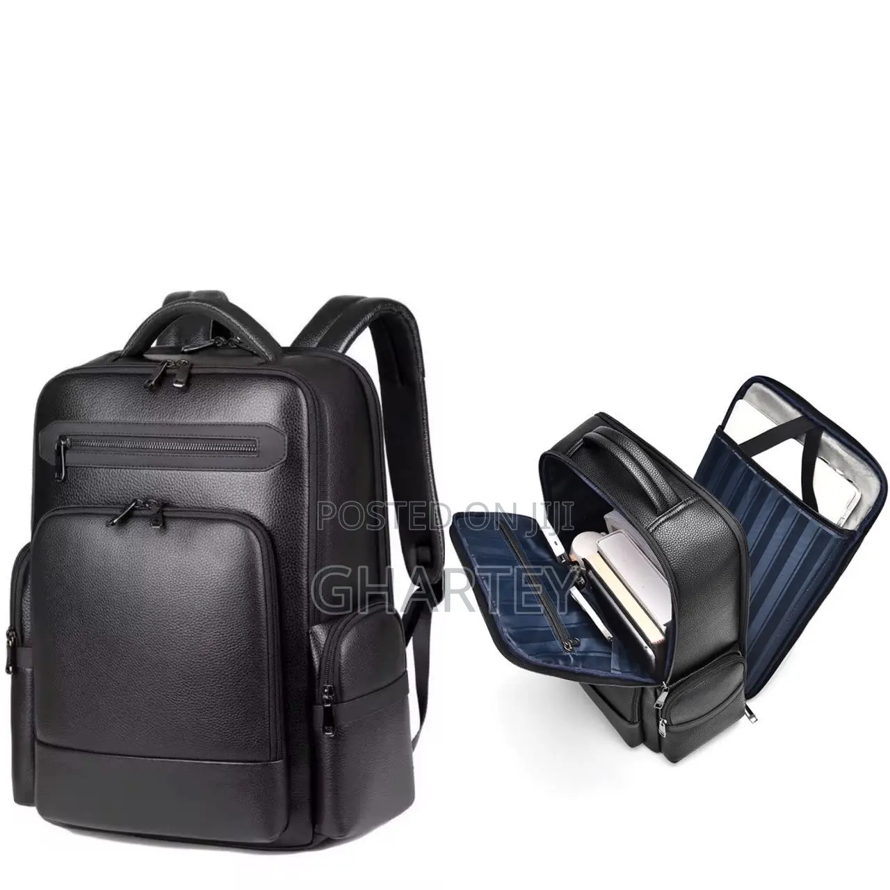 Premium MultiCompartment QualityLeather Business Backpack Professional