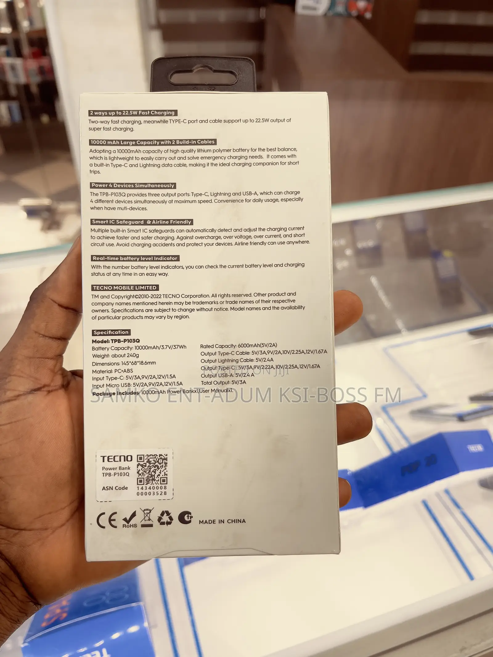 Tecno 10000 Mah TPB- P103q Power Bank