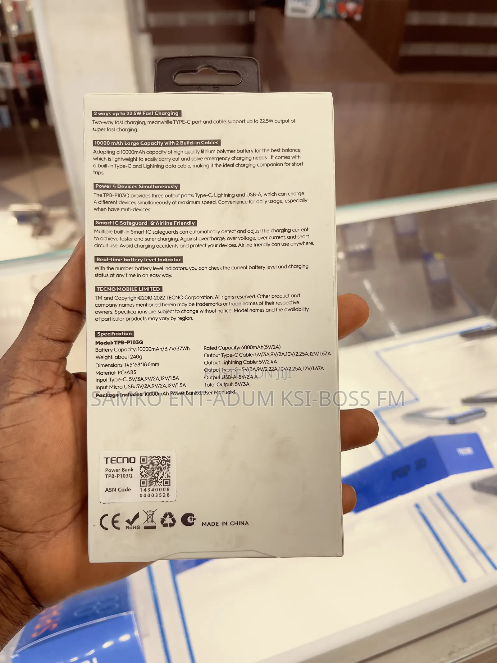 Tecno 10000 Mah TPB- P103q Power Bank